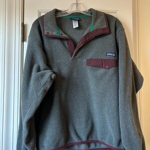 Patagonia Gray and Burgundy Fleece Jacket
